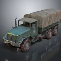 Functional Military Truck With Canvas Covered Cargo Bed And Multi Wheel Design
