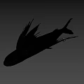Dark Colored Fish With Wing Like Fins And Streamlined Body Structure 3d model