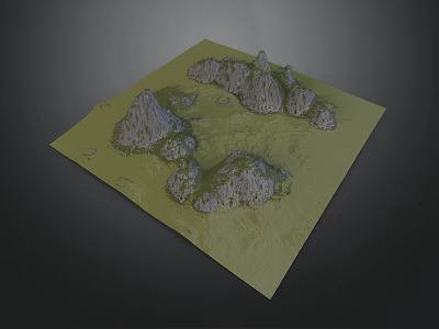 Detailed Rural Landscape Model Featuring Rocky Hills And Green Grassy Terrain 3d model