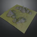 Detailed Rural Landscape Model Featuring Rocky Hills And Green Grassy Terrain