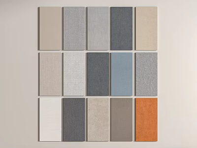 Assorted Fabric Swatches Display with Neutral and Vibrant Color Tones for Interior Design 3d model