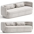 Modern Light Beige Double Sofa With Soft Velvet Fabric And Comfortable Cushions