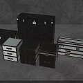 Vintage Trunks And Wooden Boxes In Various Styles Colors And Sizes On Gray Tiled Floor