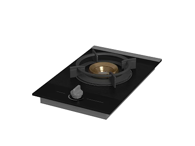 Single Burner Gas Stove With Black Glass Top And Control Knob Kitchen Appliance 3d model