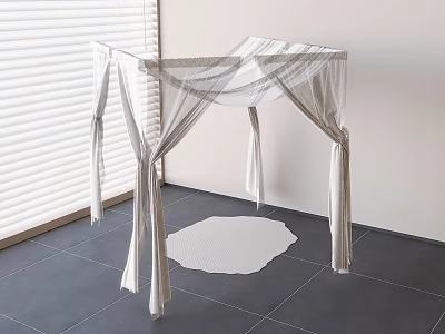 Cream wind curtain mosquito net bed curtain 3d model