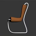 Modern Unique Single Chair With Orange Seat Maroon Backrest And Curved Metal Legs