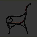 Stylish Red Wooden Bench With Black Metal Armrests And Classic Design For Home Decor