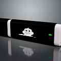 Sleek Black Portable Power Bank for Laptop Charging with Cartoon Character Green Indicator and White Handle