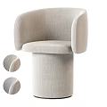 Modern Minimalist Leisure Chair With Curved Armrests And Cylindrical Upholstered Base