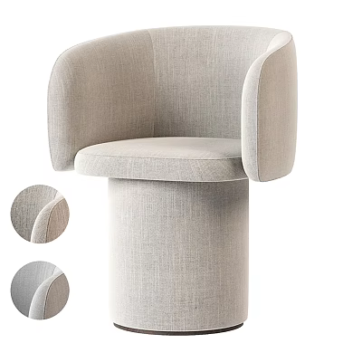 Modern Minimalist Leisure Chair With Curved Armrests And Cylindrical Upholstered Base 3d model