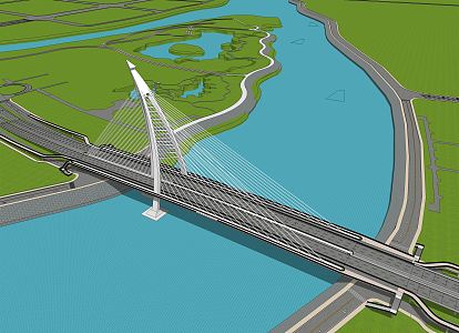 modern bridge sail bridge 3d model