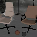 Modern Office Chairs In Light Beige And Brown With Casters In Bright Room