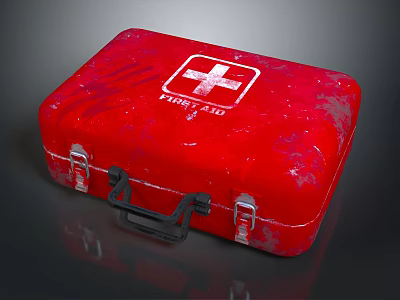 Red First Aid Kit with White Cross Symbol Essential Medical Device for Emergency Use 3d model