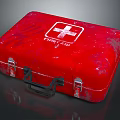 Red First Aid Kit with White Cross Symbol Essential Medical Device for Emergency Use