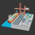 Modern Cargo Terminal Scene Featuring Crane Ship Containers And Loading Area