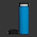 Two Blue Thermal Insulated Vacuum Flasks For Daily Use With One Lid Placed Beside