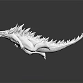 Game Movie Character 3D Model White Spiked Dragon with Tail Detailed Design