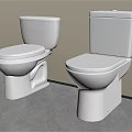 Two White Modern Ceramic Toilets with Sleek Design in Bathroom Interior 3d model