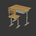 Modern Wooden Student Desk And Chair With Adjustable Metal Frame For Study Room