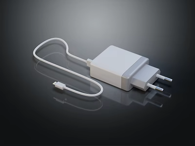 High Speed White Phone Charger with USB Cable for Mobile Digital Devices 3d model