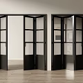 Modern Black Folding Doors With Glass Panels For Modern Interior Space Design