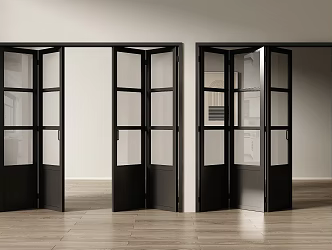 French Folding Door Retro Folding Door Glass Folding Door Balcony Folding Door Kitchen Folding Door 3d model