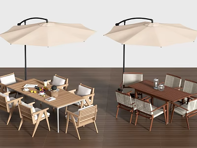 Outdoor Dining Table and Chair Tea Table and Chair Sunshade 3d model