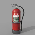 Red Fire Extinguisher with Mounted Hose and Instruction Label as Safety Equipment
