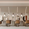 Elegant Modern Beauty Hair Salon Interior Design With Comfortable Styling Chairs And Illuminated Round Mirrors