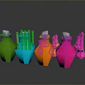 Colorful Polygonal Glass Bottles With Wooden Stoppers For Household Use