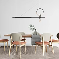 Nordic Dining Table and Chair Combination Dining Table and Chair Combination 3d model