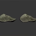 Two Abstract Stone Carved Sculptures With Textured Surface On Dark Background 3d model
