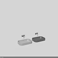 Two Modern White and Gray Washbasins with Silver Faucets in Minimalist Design
