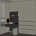 Modern Wardrobe Interior With Dressing Table Drawers And Ambient Lighting Design 3d model