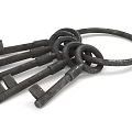 Vintage Metal Keys Decorative Ornament Set With Rustic Finish And Ring