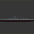 Gray Upper Red Bottom Battleship 3D Model as Water Transportation with Turrets and Mast