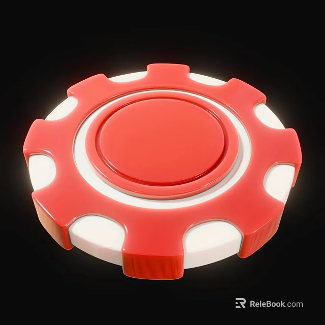 Red Circular Poker Chips for Card Game Entertainment with White Details and Smooth Design 3d model 