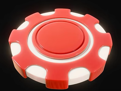 Red Circular Poker Chips for Card Game Entertainment with White Details and Smooth Design 3d model