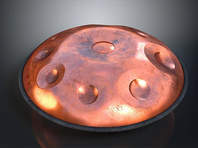 Copper Colored Circular Aerospace Object With Lunar Surface Like Holes For Space Exploration 3d model