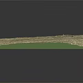 3D Terrain Model With Square Green Base And Rugged Topography