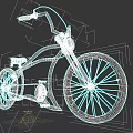 Vintage Bicycle With Black Frame Red Rims Curved Handlebars And Round Headlight