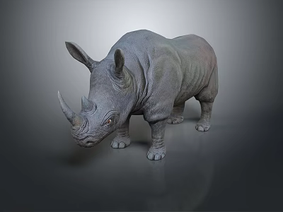 Detailed Realistic Rhinoceros Sculpture With Natural Texture And Lifelike Artistic Features 3d model