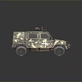 Military Tank With Camouflage Paint Cross Markings And Top Mounted Weapon