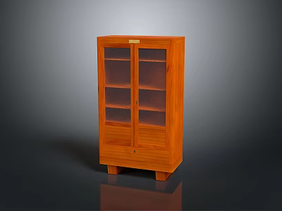 Classic Wooden Cabinet With Glass Doors Drawer And Legs For Home Decor 3d model