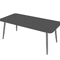 Modern Black Rectangular Dining Table With Minimalist Design And Four Legs 3d model