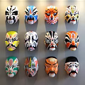 Colorful Chinese Peking Opera Mask Pendants as Wall Decorative Art Ornaments