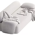 Cream wind multi-person sofa 3d model