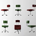 Red And Green Modern Office Chairs With Ergonomic Design And Wheeled Base