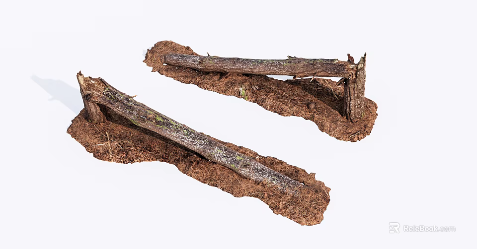 Natural Stone Wood Structure With Dirt And Twig Elements And Rustic Texture 3d model