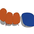 Orange Lounge Chair And Blue Oval Coffee Table In Modern Living Room Interior Design